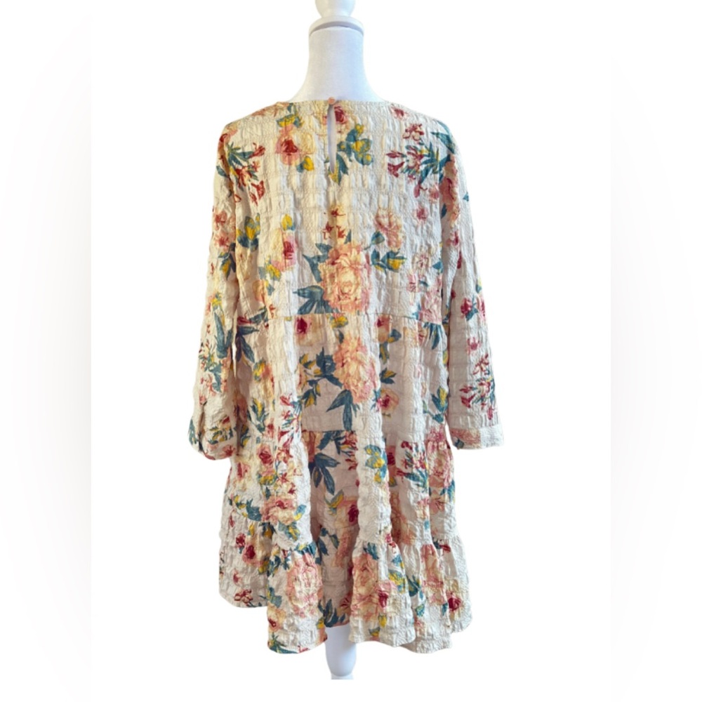 Zara Cream Floral Textured Dress - Picture 2 of 4